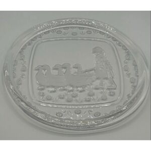 Dessert Dome Covered Cake Plate NEW Geese‎ Ducks Design Glass Server